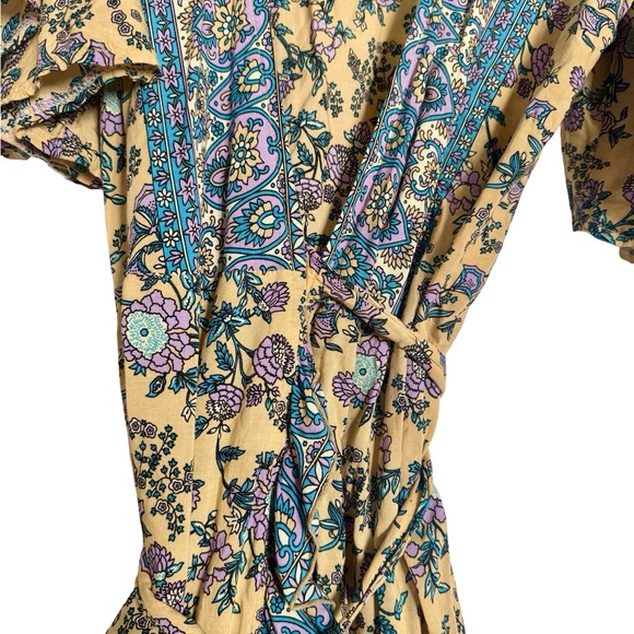Dahlia Print Bohemian Floral Wrap Dress by Aura - small - Picture 5 of 10